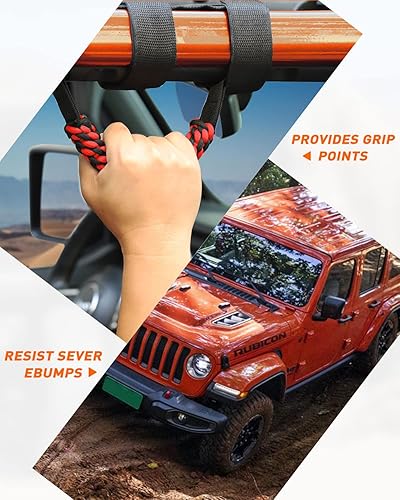Miniatura 6 de Savadicar 2 asas de agarre de barra antivuelco, mango de agarre de tejido circular compatible con Jeep Wrangler CJ YJ TJ JK JKU JL JLU y Gladiator