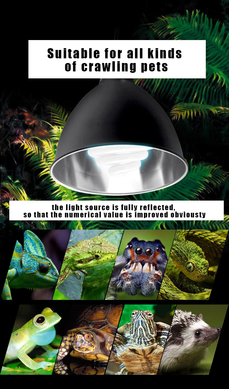 Support de Lampe pour Reptile de 8,5"/21,59CM, Exoterra Dome Fixture Eclairage en Aluminium pour Reptile/Amphibien Taille Large(EU Plug)