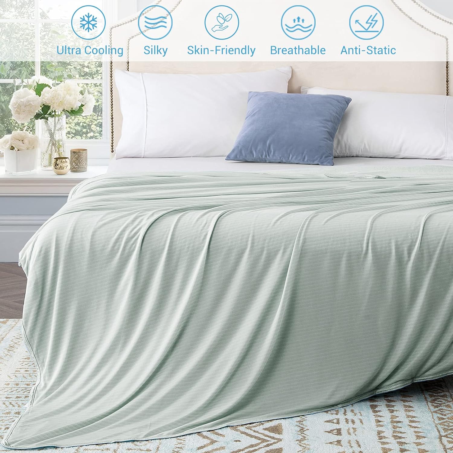 LUXEAR Cooling Blanket, Double-Sided Cool Throw Blankets for Night Sweats, Arc-Chill Japanese Fiber Cooling Lightweight Breathable Summer Cold Blankets for Hot Sleepers, Machine Washable