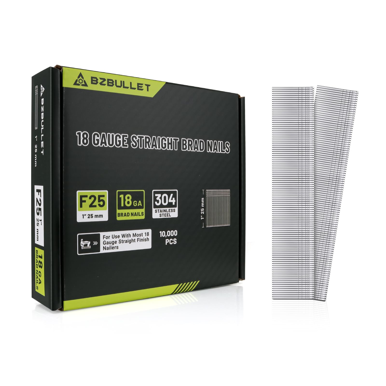Clous de finition en acier inoxydable 304 anti-corrosion de calibre 18 pour moulures