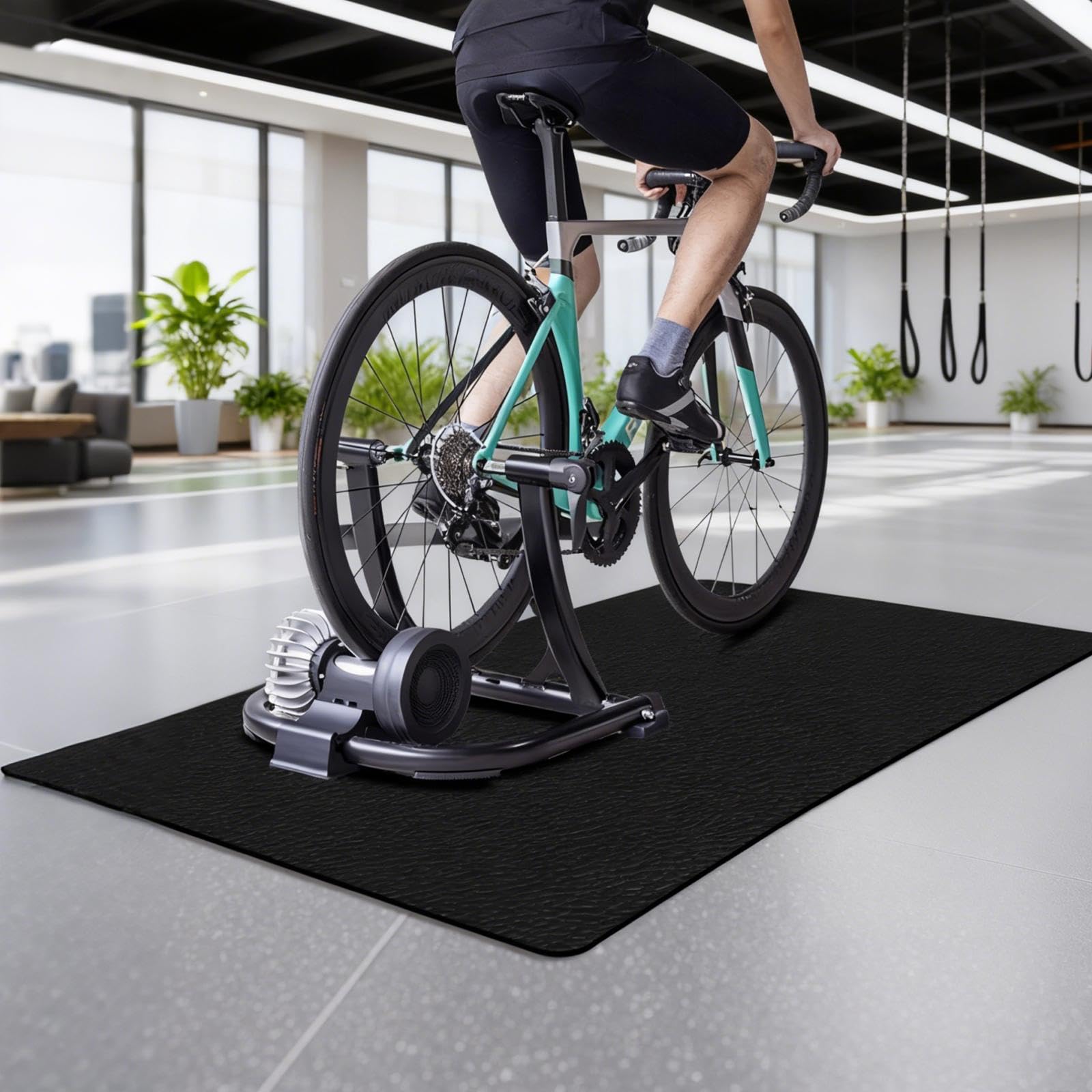 Gralara Esterilla para Bicicleta estática, Esterilla para Cinta elíptica, Almohadilla para Debajo del Tren de Ejercicios, Alfombra de Madera para Remo, 130x60x0.6 Cm