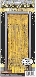 Forum Novelties 76011 Gold SUNBEAUTY 1 Set of Metallic Tinsel Foil Fringe Curtains for Party Photo Backdrop Wedding Decor, 3 feet x 8 feet
