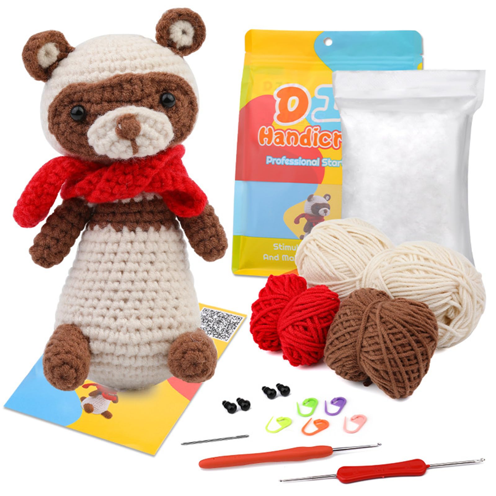 NEWFT Crochet Animal Set for Beginners Complete Starter Pack Include Yarn Crochet Hooks Craft Art Knittings Kits Craft Supplies