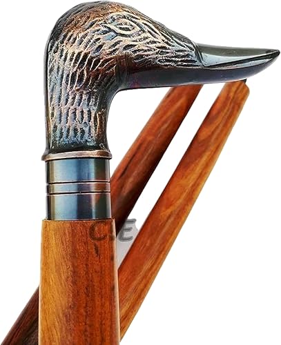 THEHISTORICALHUB - Bastón de madera con forma de pato de latón en 3 pliegues bastón de madera náutica para hombres y mujeres diseño de bastón de