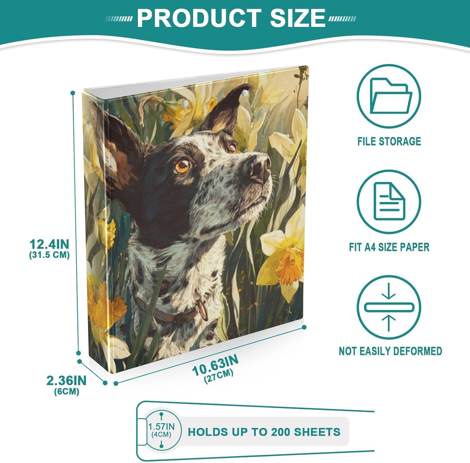 Puppy Dog 3 Ring Binders 1.5 Inch Round Rings Clear View Three Ring Binders Versatile Binder for Work School Office Supply 1 Pack