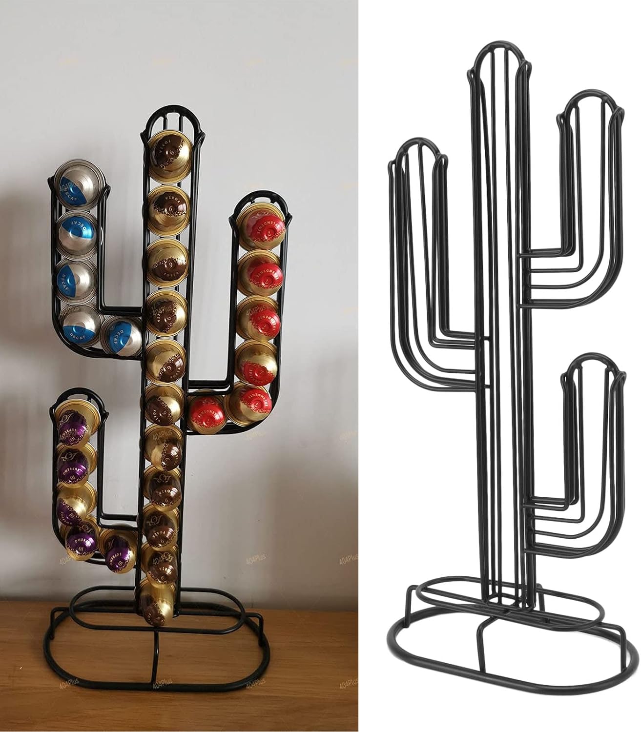 Coffee Pod Holder, Creative Shaped Coffee Capsule Holder, Black Iron Storage Organizer with 48 Pod Capacity, Ideal for Home, Kitchen & Cafe Reception