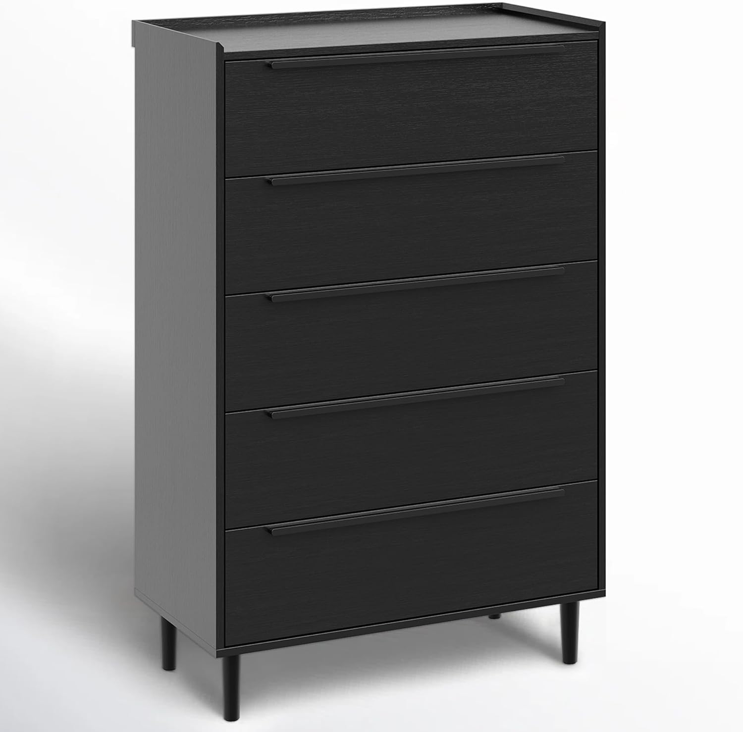 31" Wide 5-Drawer Dresser, Black Chest of Drawers for Bedroom, Simply Modern Tall Storage Organizer for Closet, Hallway, Small Apartment