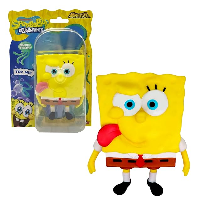 Bizak Monsterflex Bob Esponja Figura Sacando la Lengua, Muñeco Súper Extensible y Elástico