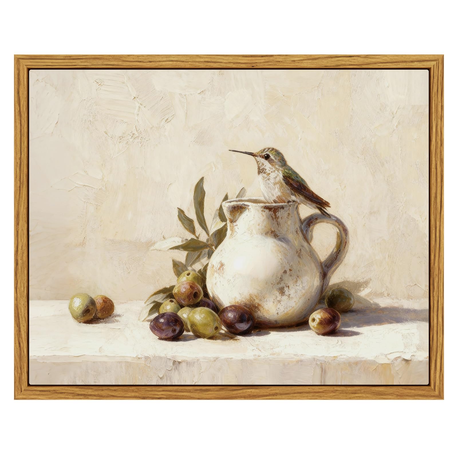 InSimSea Vintage Framed Wall Art Olives and bird Canvas Prints, Vintage Home Decor, Print Framed Painting Picture,For Living Room, Study, And Dining Room Wall Decor 10L x 8W — image 1