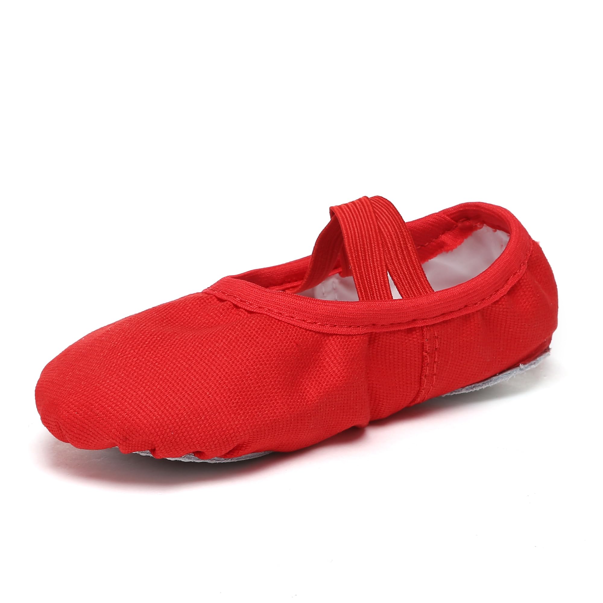 Danzcue Ballet Shoes for Girls-Soft Canvas Dance Slippers with Non-Slip Soles, Ideal Ballet Flats for Toddlers and Kids, Red, 8M Toddler