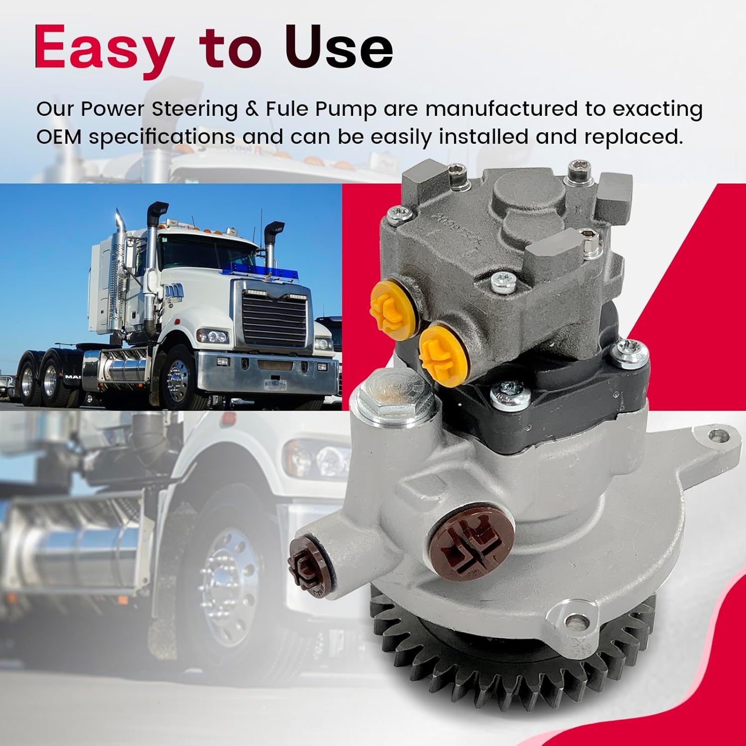 Power Steering Fule Pump 20770313 Compatible With MACK MP7/MP8 & VOLVO D11/D13 Engines Replace# 21017829, 21187423, 21187442, 21307197, 21745603, 21745617, 85112481