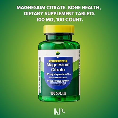Miniatura 4 de KP+ Spring Valley Magnesio Citrato de magnesio 100 mg Apoyo a la salud ósea y muscular Cápsulas de liberación rápida 100 unidades Suplemento