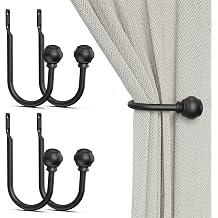 Hion Curtain Holdbacks Black 4pcs, Curtain Tiebacks Wall Mounted Curtain Hooks Holders for Drapes