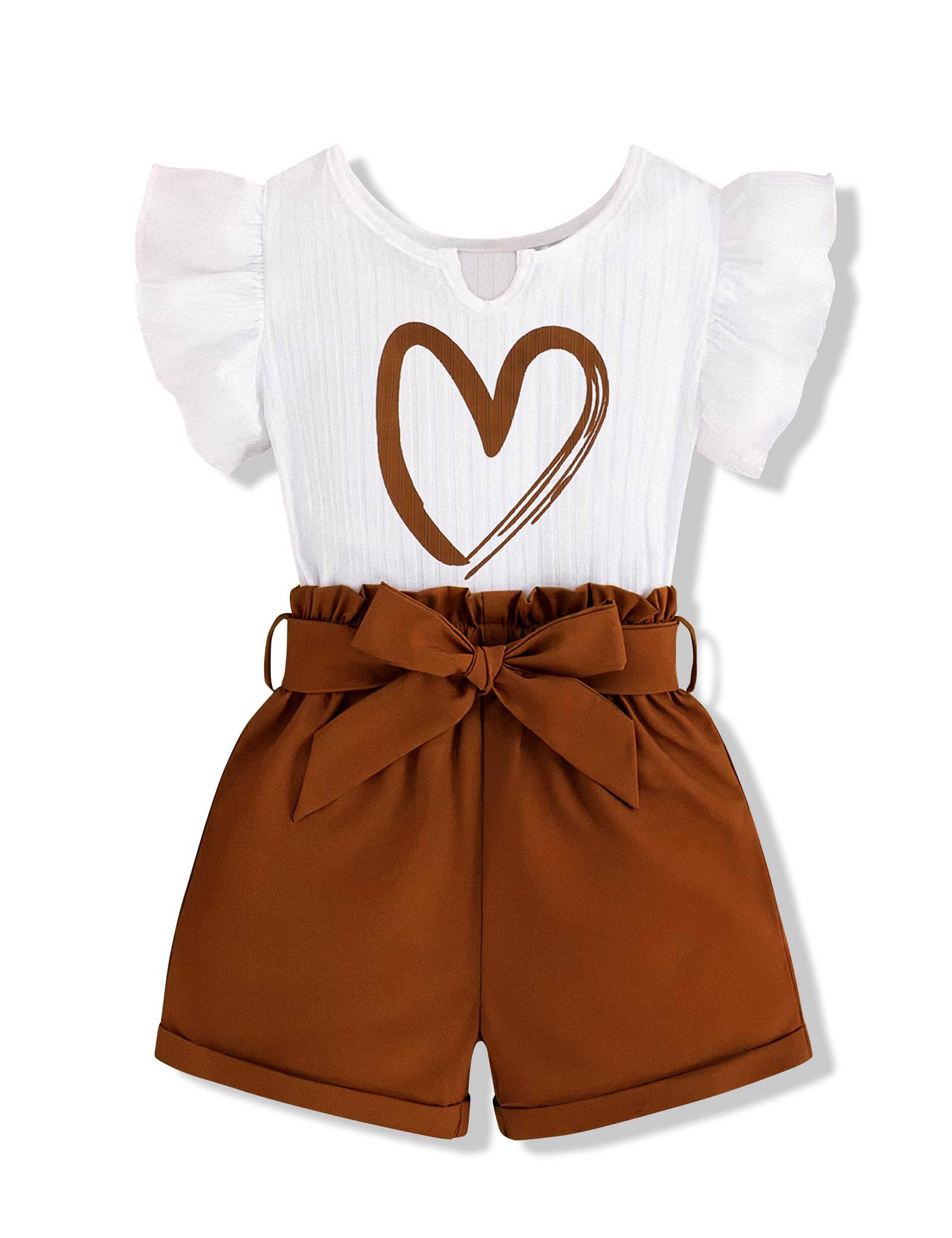 Kids Girl Clothes Heart Print Short Sleeve Top and Shorts Cute Girl Summer Outfits Short Set