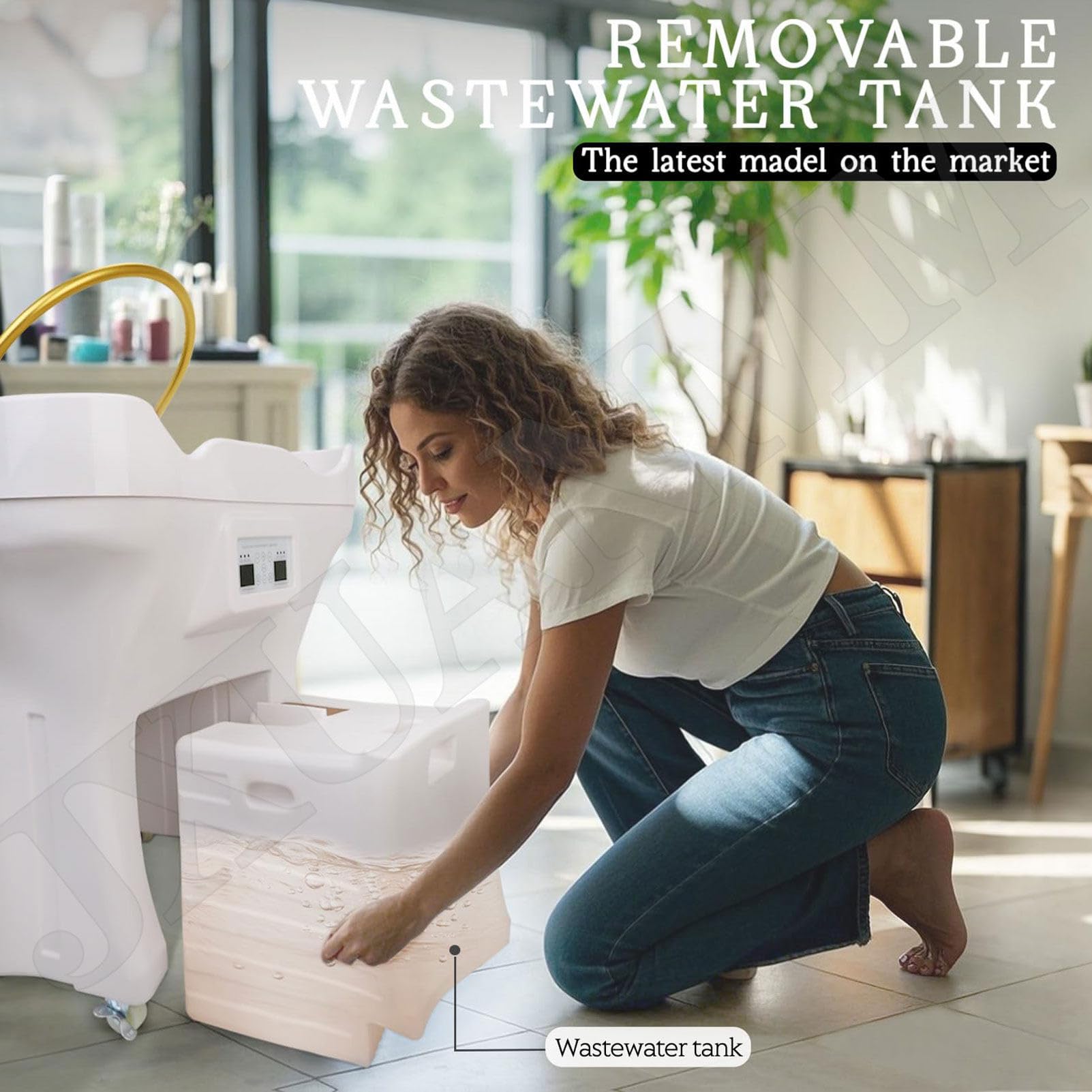 Équipement de spa portable avec réservoir d'eau de 60 l et circulation de l'eau pour coiffeurs professionnels