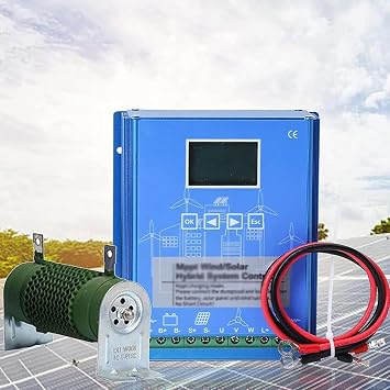 RESKIU 10000W/12000W Wind Solar Hybrid Charge Controller,12V/24V/48V Regulator MPPT Wind Solar Hybrid Boost Controller,for Wind Turbine Generator Charger Battery,10000W-24V