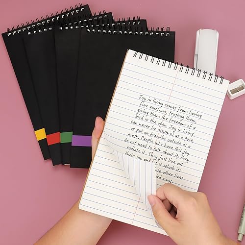 Miniatura 4 de EOOUT 5 blocs de esteno en espiral superior, cuaderno de espiral superior de 6 x 9, tapa dura de plástico grueso, 60 hojas de notas con papel rayado