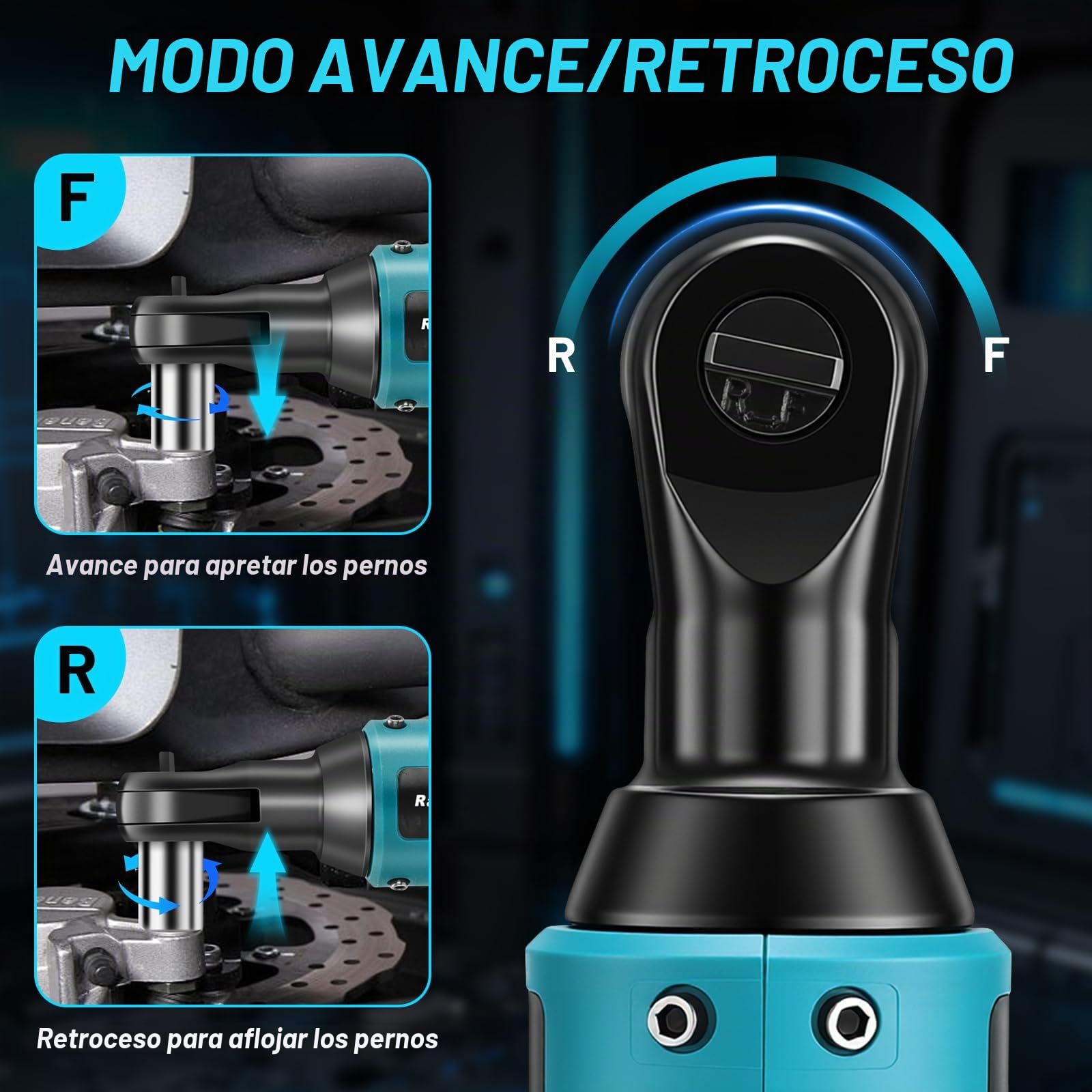Llave de Carraca Compatible con Makita 18V, 3/8" Llave de Trinquete Inalámbrica, 2 × 4000 mAh Baterías, 320 RPM, Juego de Llaves de Carraca Inalámbricas con Carga Rápida y 9 Llaves de Vaso