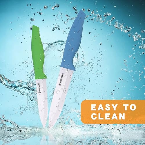 Miniatura 7 de Juego de cuchillos de pelar de cerámica de 6 piezas con vainas afiladas y saludables (incluye cuchillo utilitario de 5 pulgadas, cuchillo de fruta