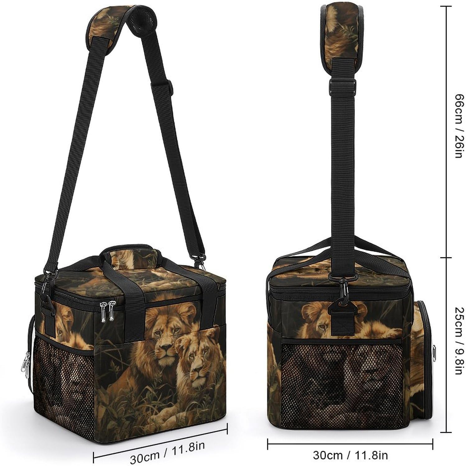 Camping Ice Pack, Two Lions Print Cooler Bag, 22.5L Large Capacity Insulated Lunch Tote Bag for Outdoor, Picnic, BBQ, Travel, Work