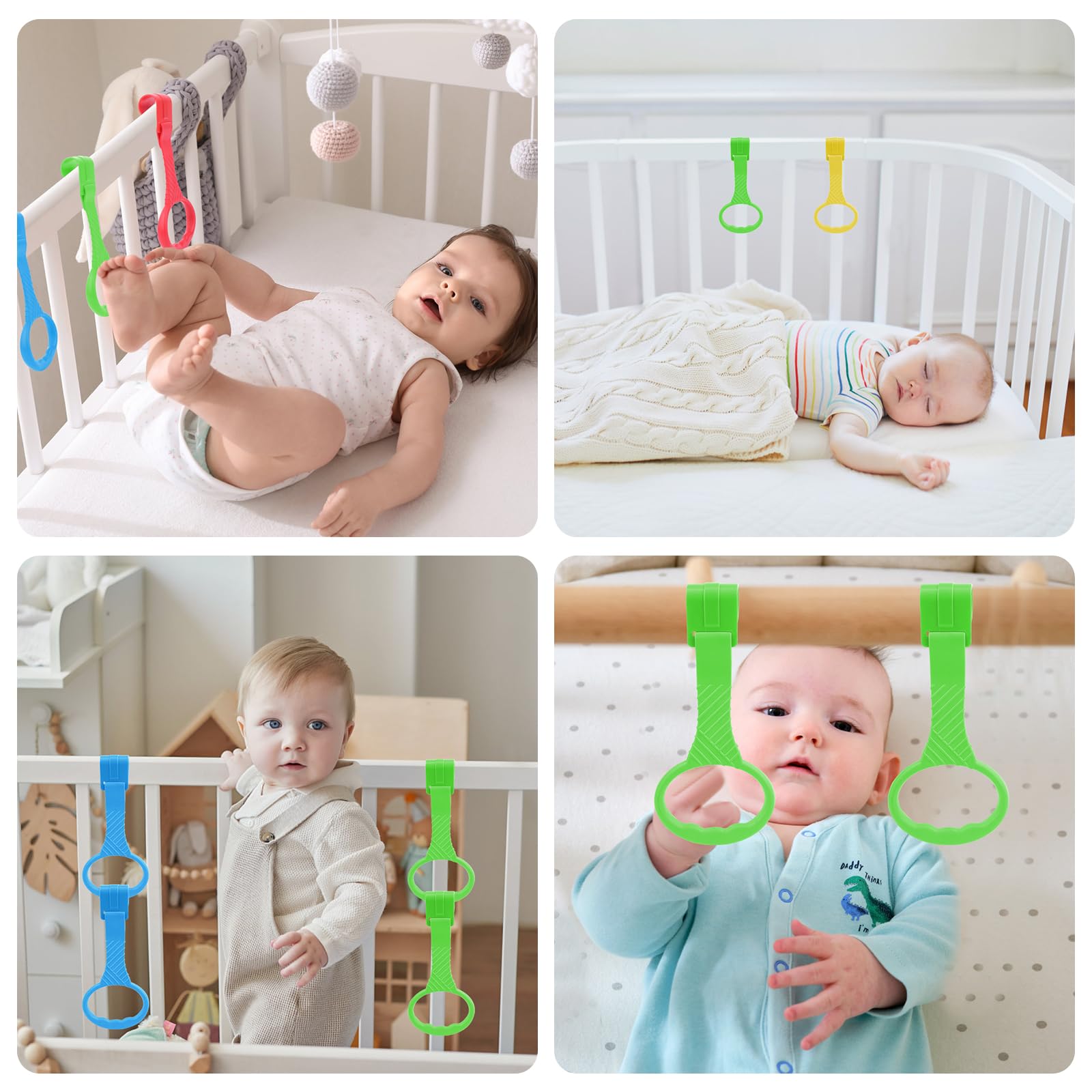 VMUTGA 8 Pezzi Anelli Box Bambini, Anelli per Culla Anelli Lettino Aiuta i Bambini Maniglie Box Bambini Aiuta il Bambino Ganci Box Bambini a Imparare a Stare in Piedi per Box Bambini Accessori