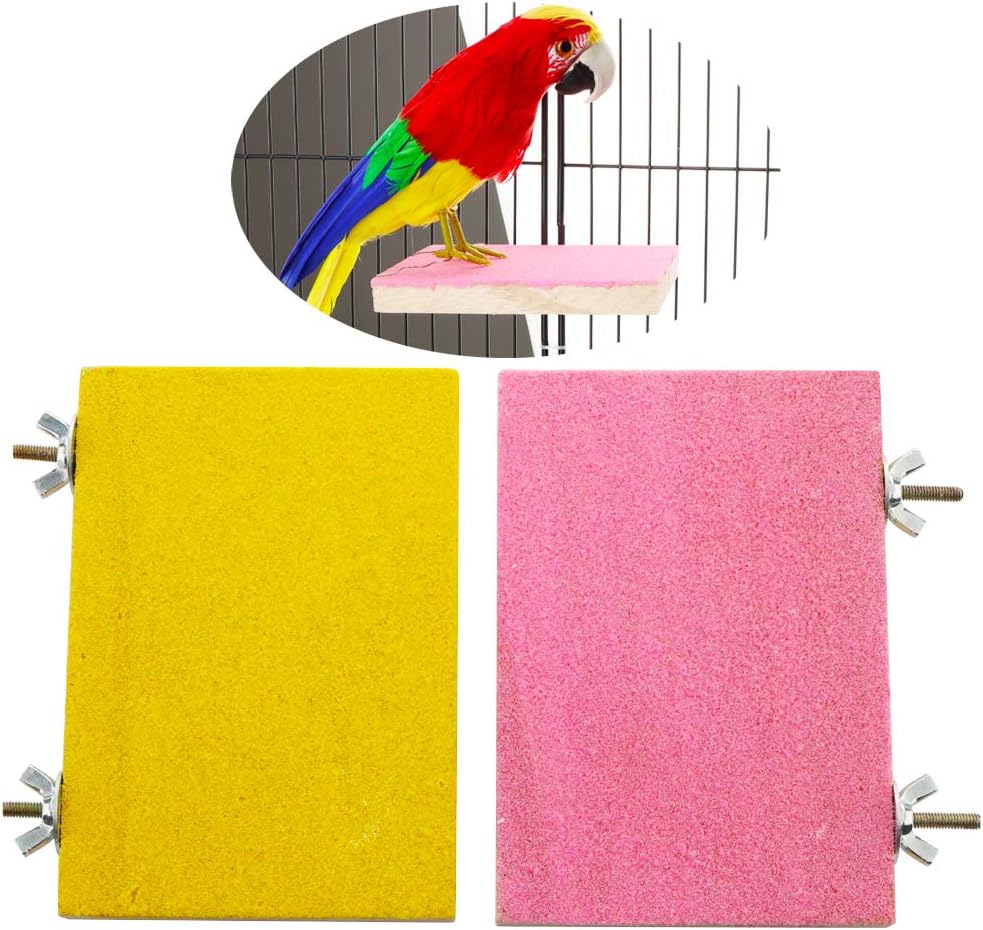 VTurboWay 2 Pcs Parrot Stand Platform Toy Bird Perch Stand Toy Wood Parrot Stand Platform Playground Paw Grinding Clean for Pet Bird…