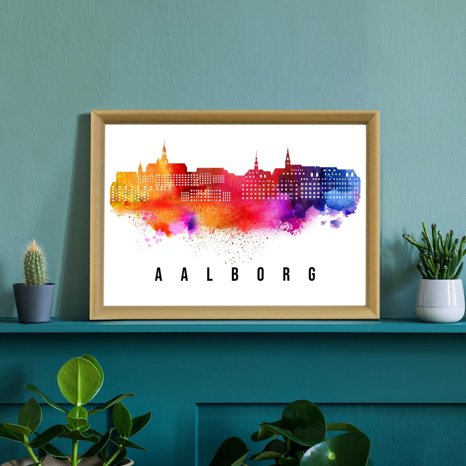 Pera Print Denmark Poster, Denmark-Aalborg Poster, Denmark Illustration Skyline City Poster, Modern Skyline Poster, Cityscape and Landmark Print, Home-Office Wall Art Decoration