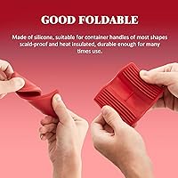 Vista 6 de Patelai 4 fundas de silicona para mango de sartén caliente, antideslizantes, resistentes al calor, para sartenes de hierro fundido, sartenes y Negro