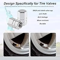 Vista 4 de Alpmosn Tapones de Vástago de Válvula de Neumático de Aluminio, Cubiertas de Válvula de Rueda para Auto, Cubierta de Neumático a Prueba de Polvo