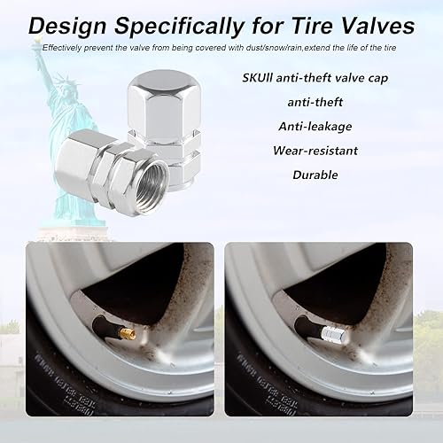 Miniatura 4 de Alpmosn Tapones de Vástago de Válvula de Neumático de Aluminio, Cubiertas de Válvula de Rueda para Auto, Cubierta de Neumático a Prueba de Polvo,