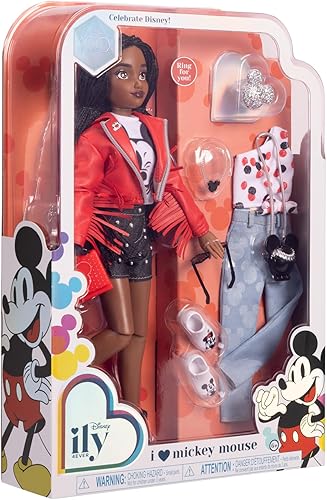 Miniatura 11 de Disney ILY 4EVER Fashion Dolls Disney 100 - Mickey Mouse de 11.5 pulgadas de alto con 13 puntos de articulación, dos trajes completos para mezclar y