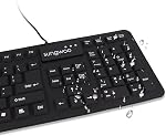 Sungwoo Foldable Silicone Keyboard USB Wired Standard Keyboard Waterproof Rollup Keyboard for PC Notebook Laptop, Full Size (Black)