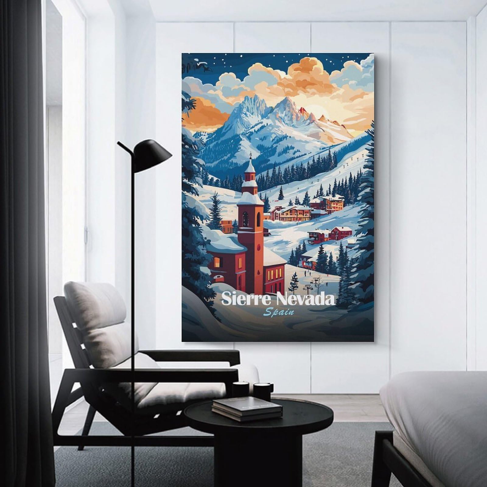 Junmoney Sierra Nevada Spain Mountain Village Room Decor Wall Art, 08x12inch(20x30cm), for Entrance Walls, Hall Decor Or Foyers, A Neat Decor Update for Hallways