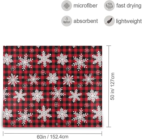 Miniatura 3 de Snowflakes on A Buffalo - Manta de franela de lana de Navidad a cuadros, cálida y ultrasuave, manta para sofá de vacaciones, 50 x 60 pulgadas, para
