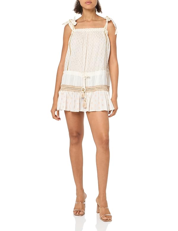 Ramy Brook Women's Averie Lurex Mini Dress, White Cotton Lurex, Large by Ramy Brook - Used condition - US$136.23