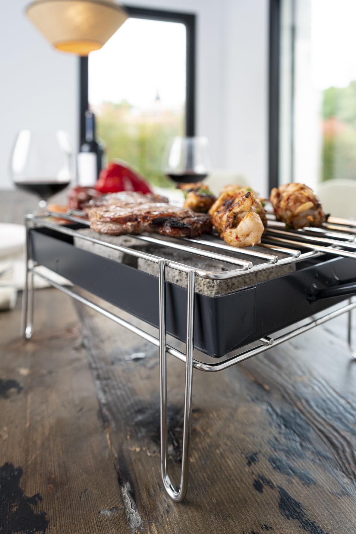 Sauvic Barbecue da Tavolo Inossidabile 25x20 cm con cassetto