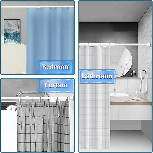 Miniatura 6 de QILERR Barra de cortina de tensión de 33 a 59 pulgadas, barra de tensión de resorte de extensión ajustable, fácil de instalar, sin perforación,