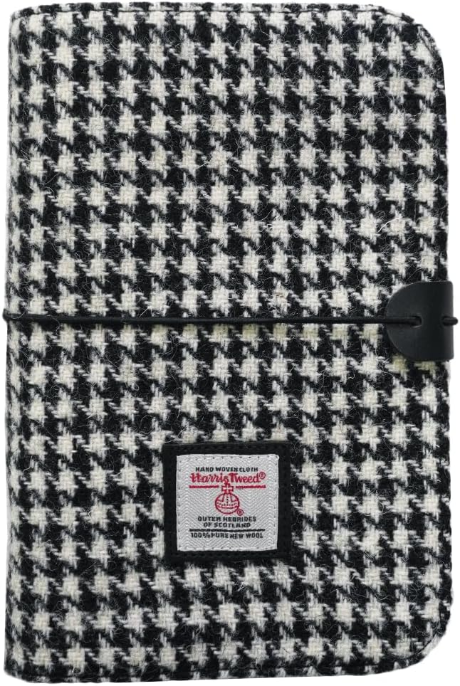 Harris Tweed A6 Notebook Binder 6 Ring Planner, Wool Fabric Refillable Budget Binder,A6 Refill Paper and Planner Inserts,Journals for Writing,A6 Size (Navy Blue)