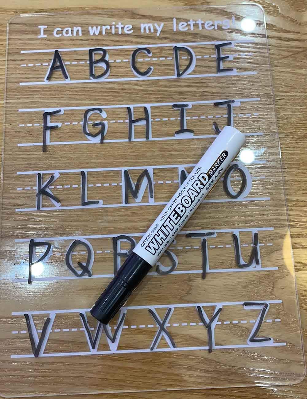 Acrylic Dry Erase Board Kids Personalized ABC Letters Numbers Wipe Off Trace Boards Mess Free,Set of 3