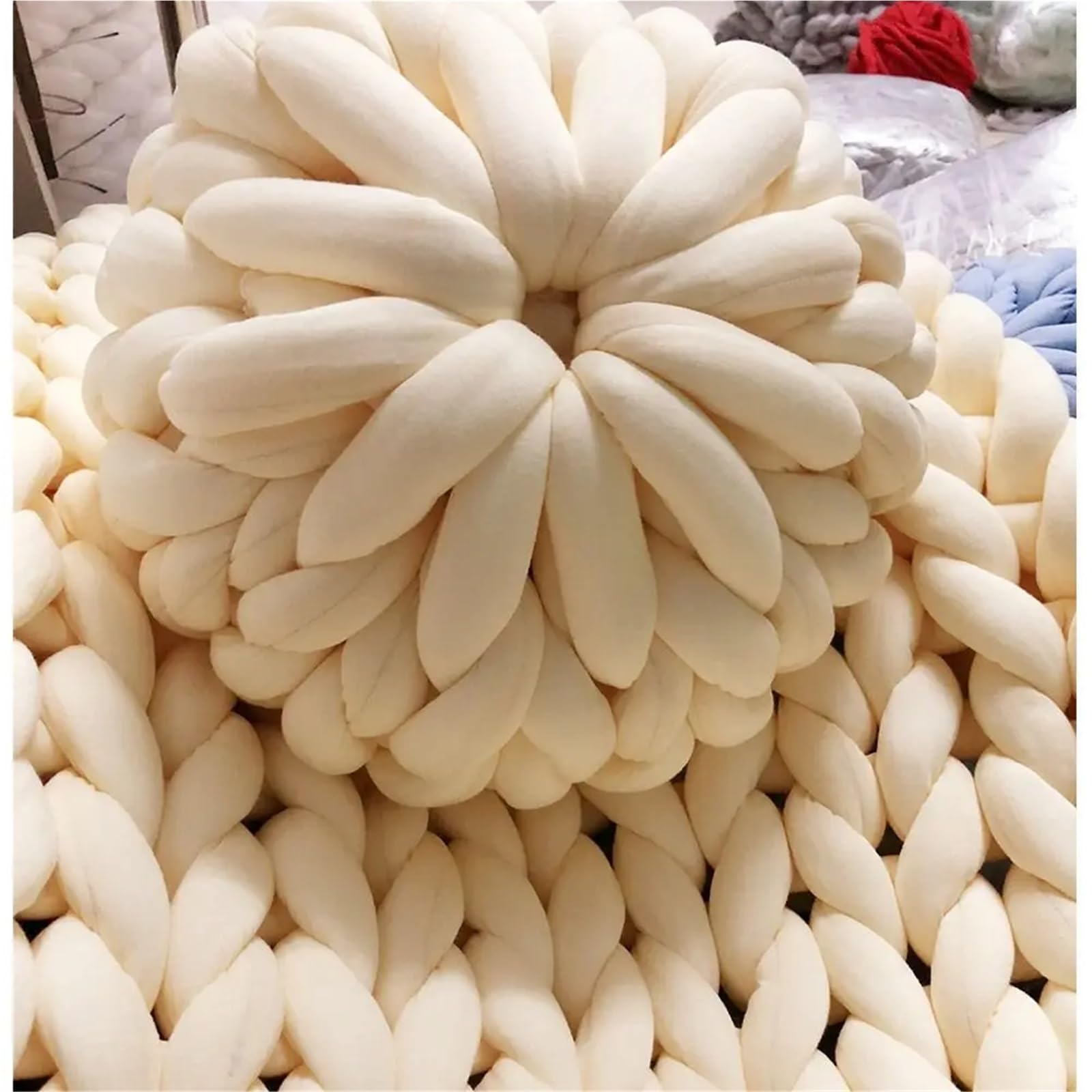 Hilo grueso de superterciopelo 500G, bolsa blanca hilo gigante voluminoso for tejer a mano, manta grande y suave for brazo DIY(Brown)
