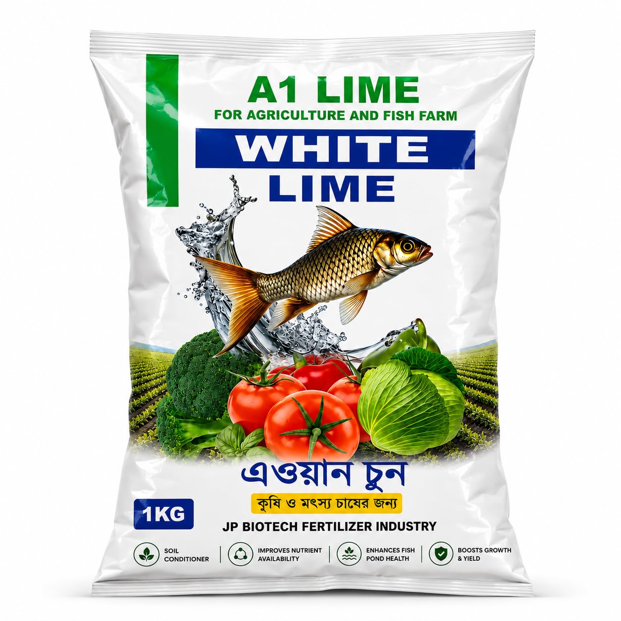 JP Biotech Agricultural Lime | Soil Conditioner & Soil Amendment | Calcium Carbonate Enriched with Boron, Zinc & Magnesium | Soil pH Controller | For Agriculture, Fishery, Gardens & Farmland-image-3