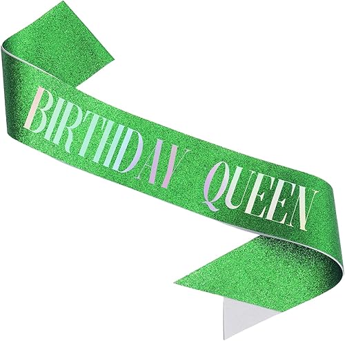 Vista 10 de Banda de cumpleaños Queen rosa, letras de papel de aluminio deslumbrante con purpurina para mujeres 21, 30, 40, 50, 60, regalos divertidos