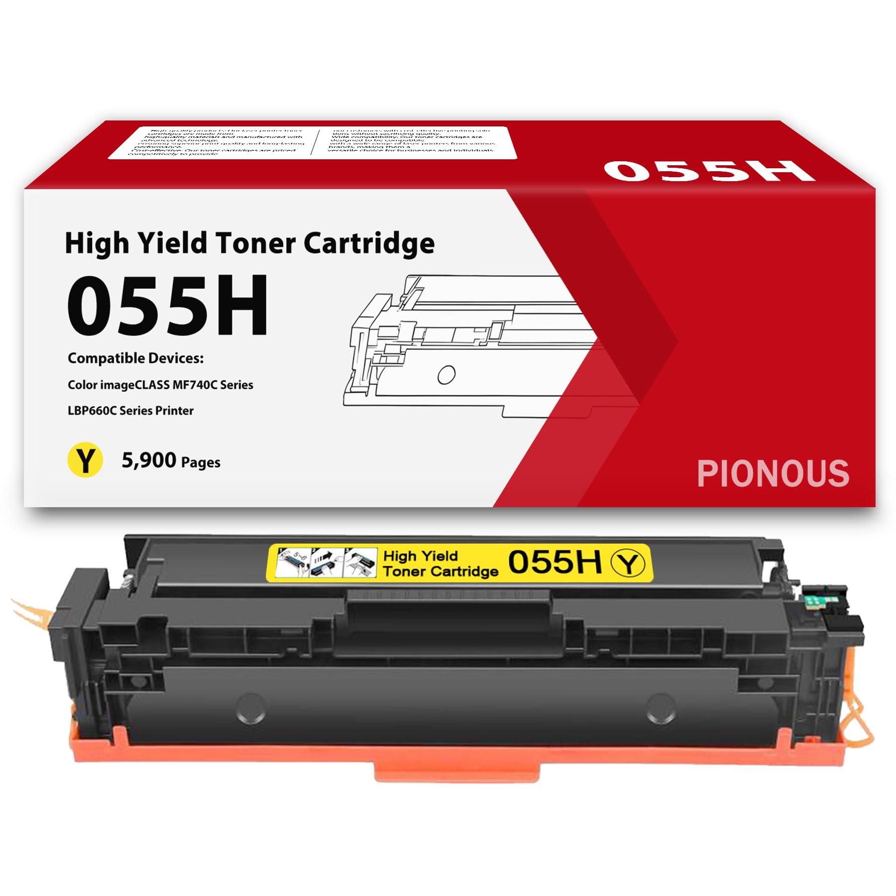 055H Yellow Toner Cartridge 1-Pack Replacement for Canon 055 CRG-055H | High Yield, Work with imageCLASS MF743Cdw, MF741Cdw, LBP664Cdw, MF745Cdw, MF746Cdw Printer