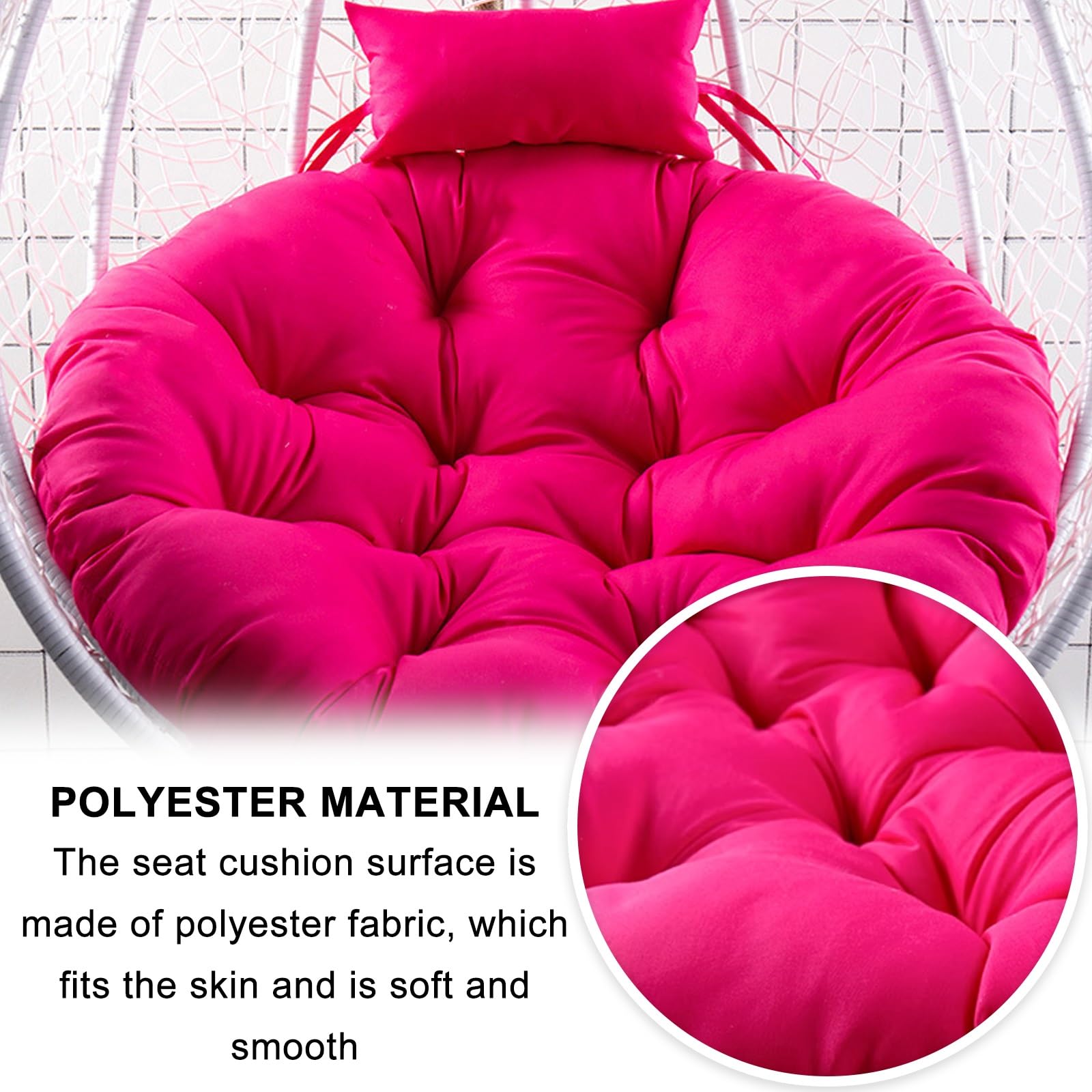 Ersatz-Eierstuhlkissen-Set mit Kopfkissen, bequeme Hängesesselkissen für Drehstuhl, Schaukelkorb, Sitz, 115 cm, Rot B