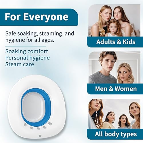 Vista 4 de Baño de asiento para asiento de inodoro, hemorroides y cuidado posparto - Asiento de vapor Yoni - Mujeres embarazadas y cuidado perineal, kit de Azul
