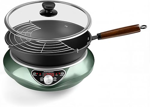Cocina de inducción, 1700 W85 V 120 V, Wok eléctrico portátil, wok de acero al carbono de 13 pulgadas incluido