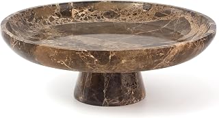 YMXYJM Natural Marble Fruit Bowl, Pedestal Bowl,Brown