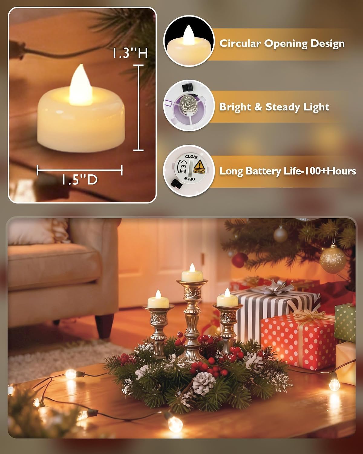 Raycare Confezione da 150 lumini senza fiamma, funzionamento a batteria, bianco caldo | Candele finte senza fiamma a lunga durata per centrotavola, Halloween, Natale, vela, feste, matrimoni