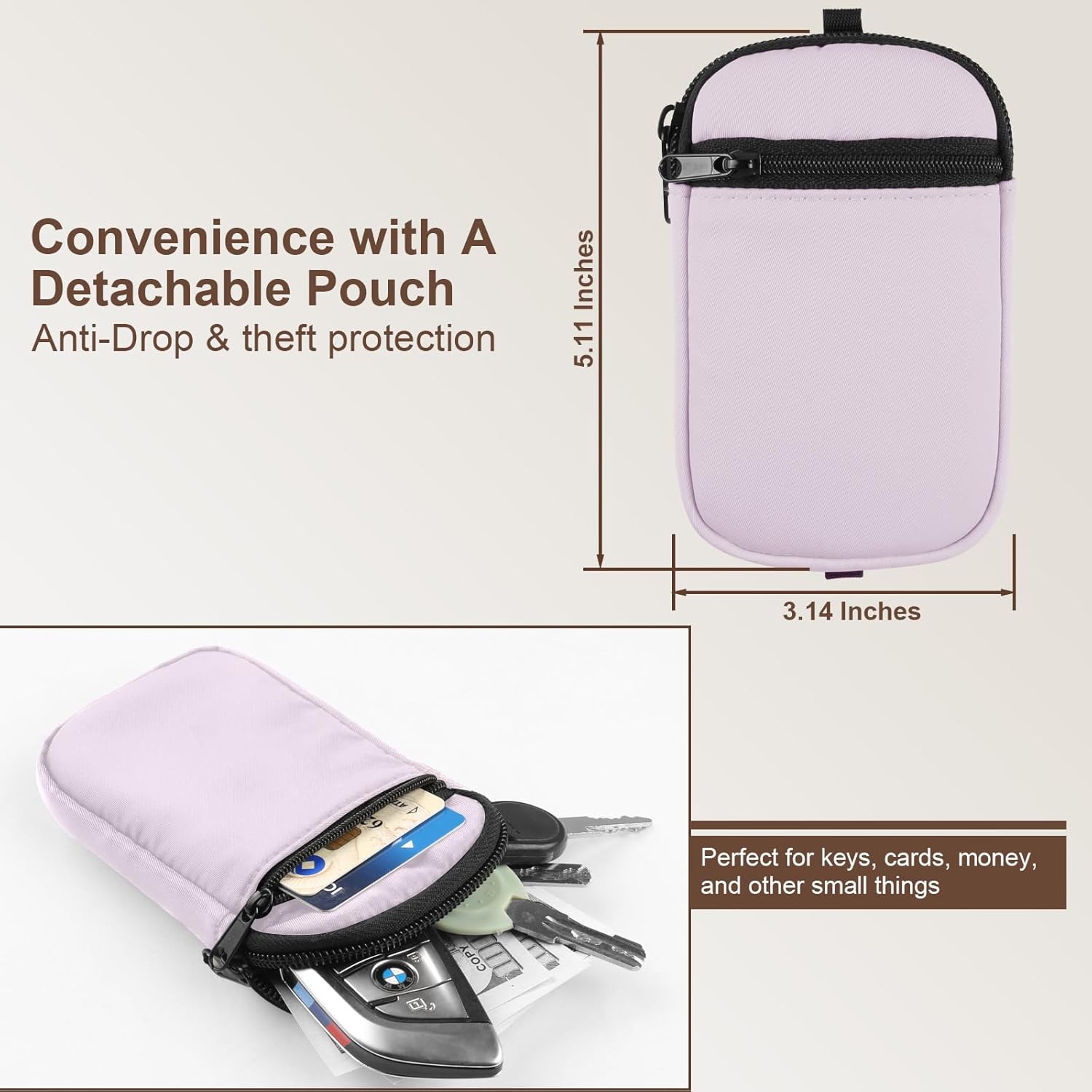 Phone Lanyard Crossbody Wrist Strap, Clip and Go Strap for Phone with Wallet Crossbody, Adjustable Phone Strap Compatible with All Phones (Purple) - Image 6