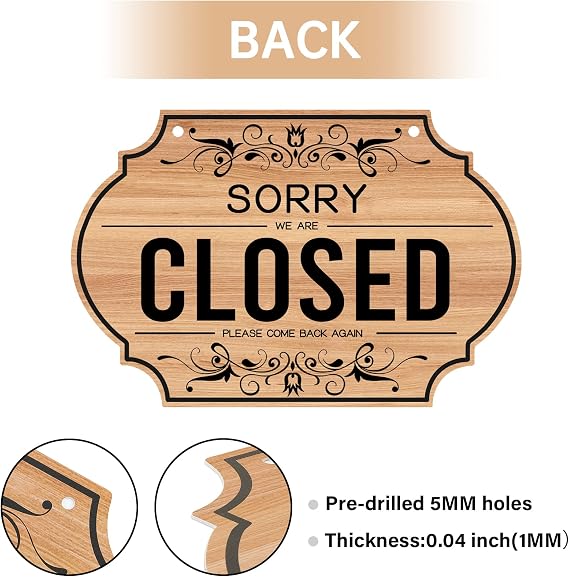 CARGEN Open Signs - Double Sided Open Closed Sign Business Hours Hanging with Rope Hours of Operation for Business Walls Window Shop Bar Hotel